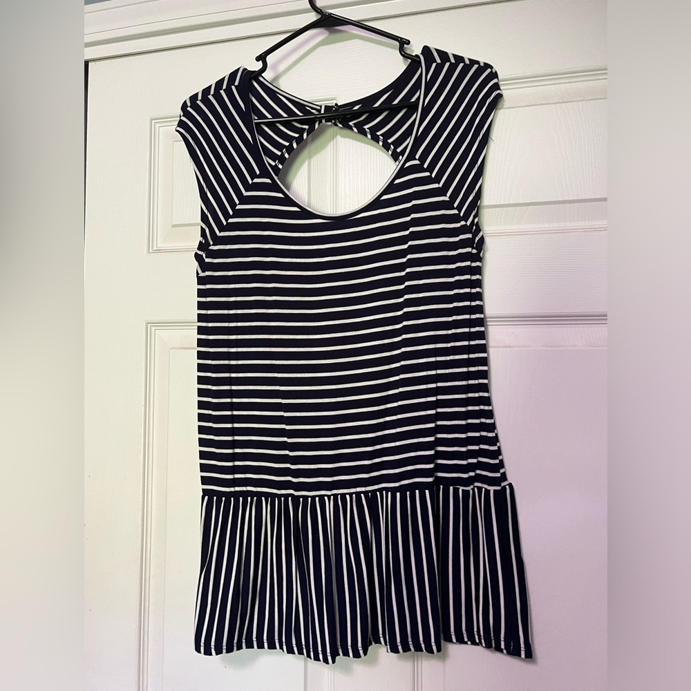 Navy and white cap sleeve top